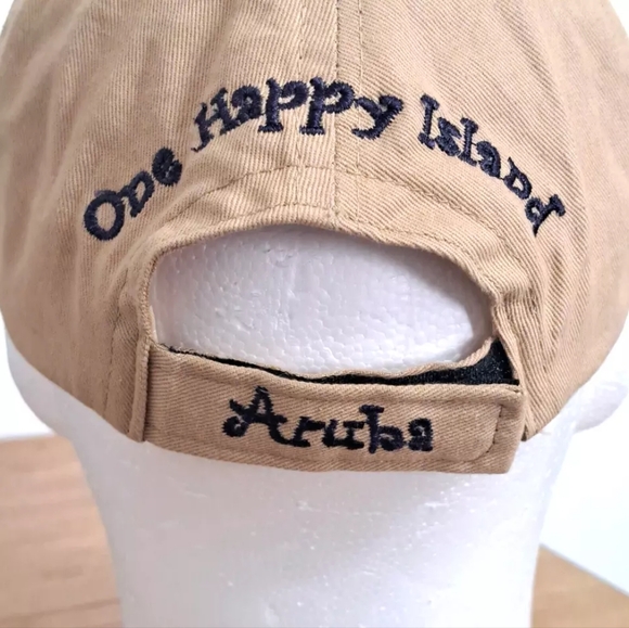 Aruba One Happy Island Hat Cap Men's Strap Back Black Adjustable Baseball - Picture 6 of 8